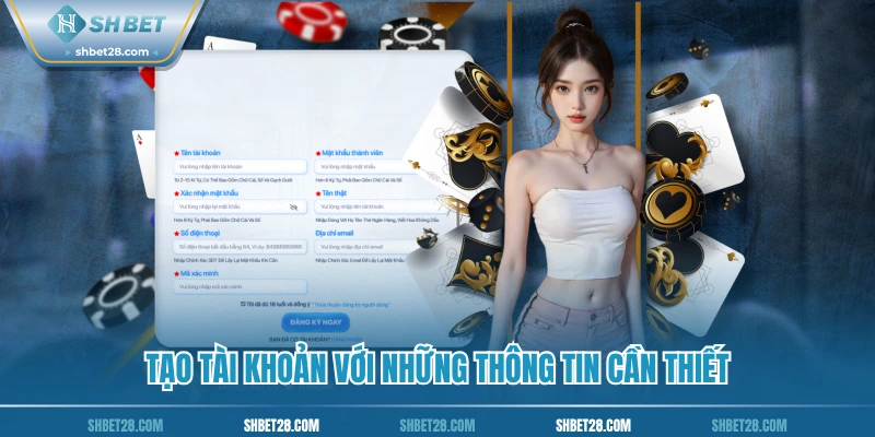 Tạo tài khoản với những thông tin cần thiết